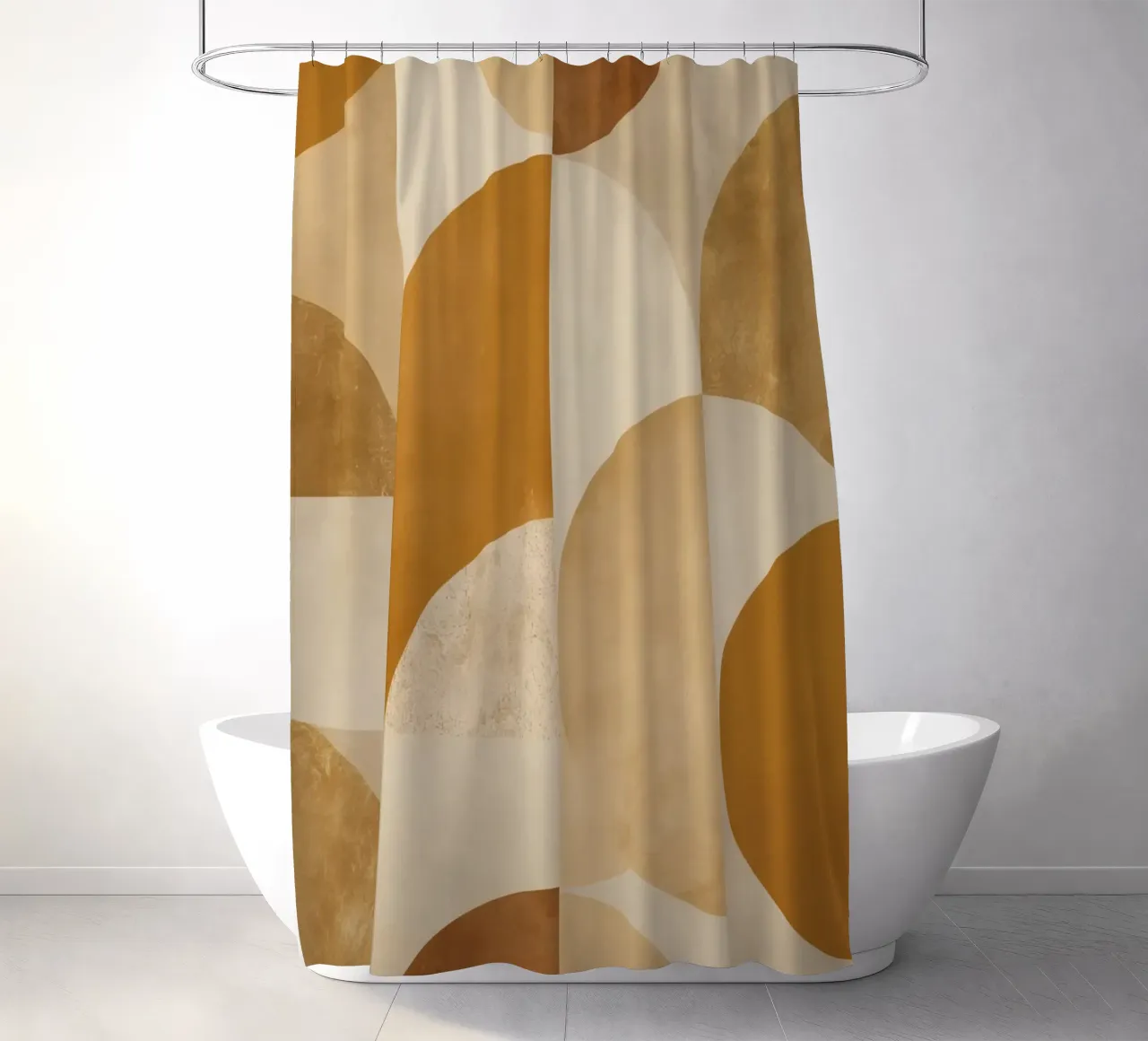Abstract Geometric Pattern with Circles and Squares in Earth shower curtain by DesignDoodle