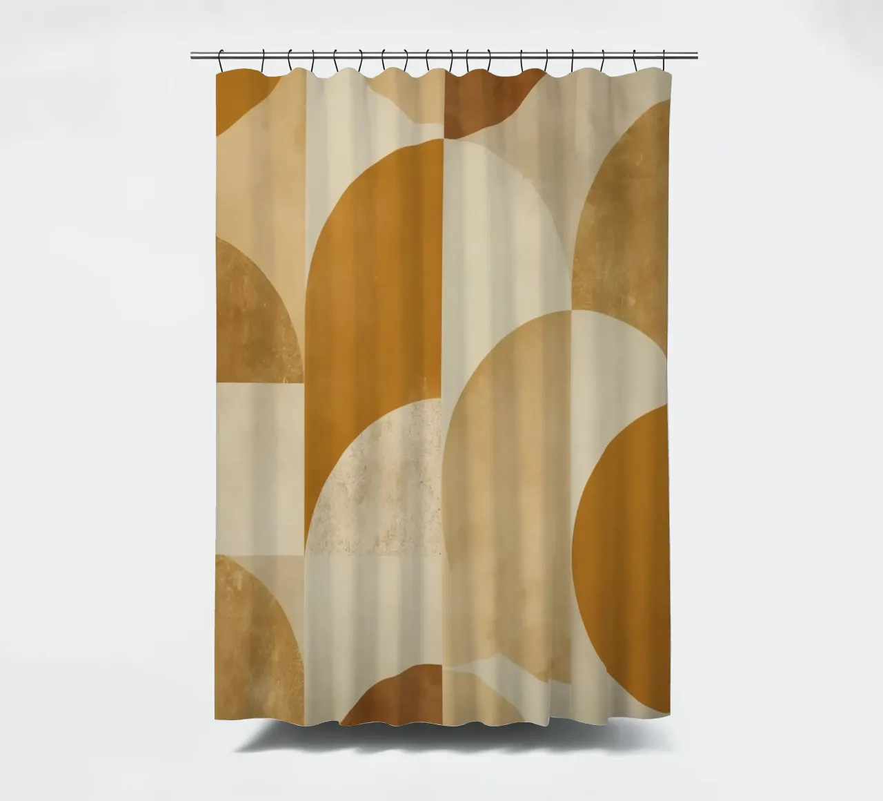 Abstract Geometric Pattern with Circles and Squares in Earth shower curtain by DesignDoodle