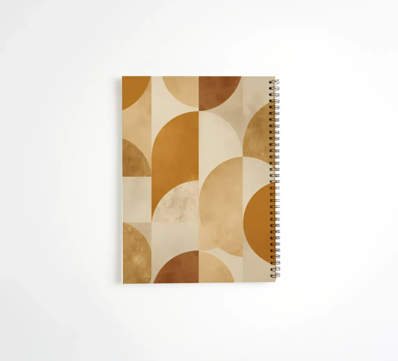 Abstract Geometric Pattern with Circles and Squares in Earth spiral notebook by DesignDoodle