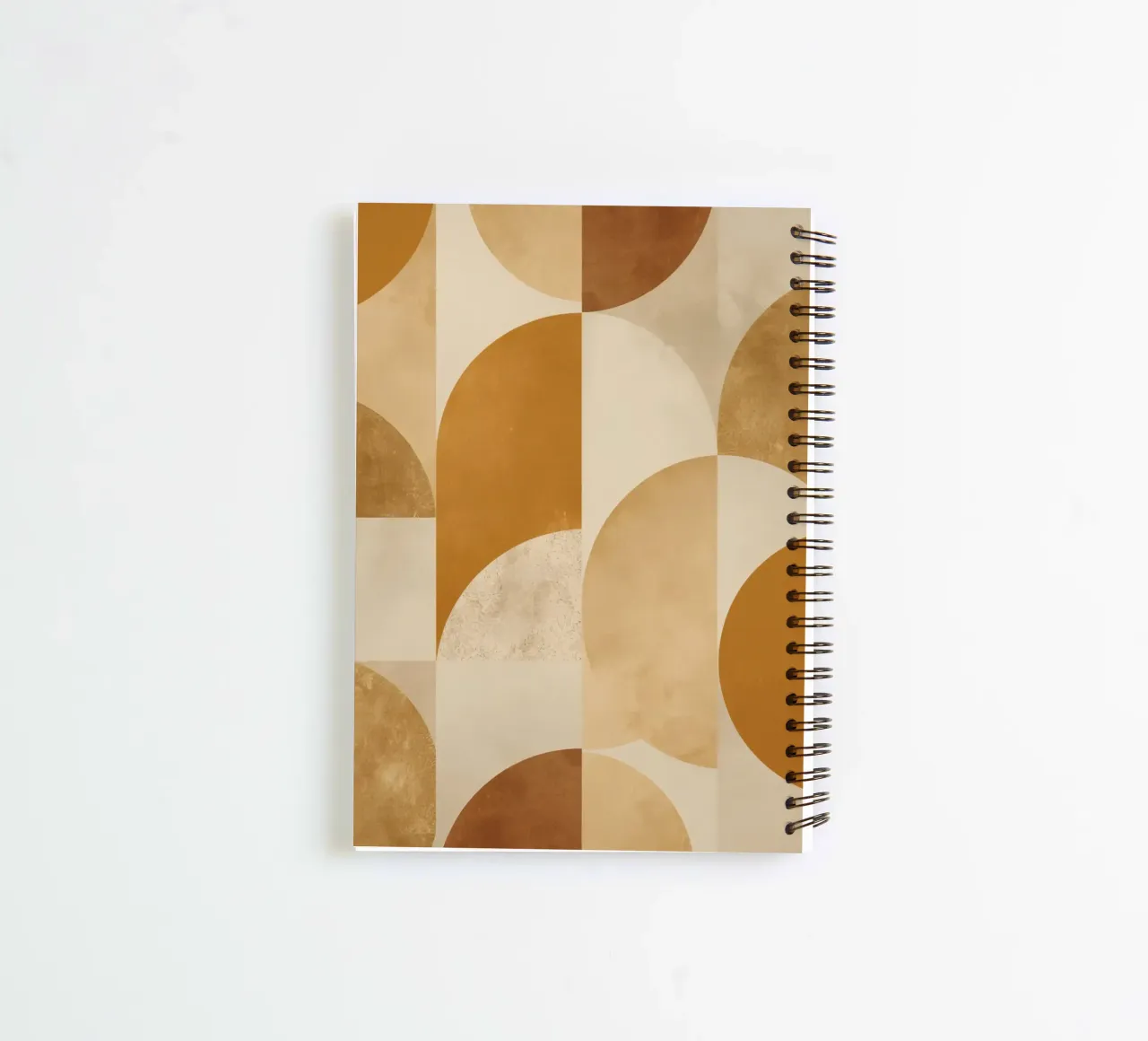 Abstract Geometric Pattern with Circles and Squares in Earth spiral notebook by DesignDoodle