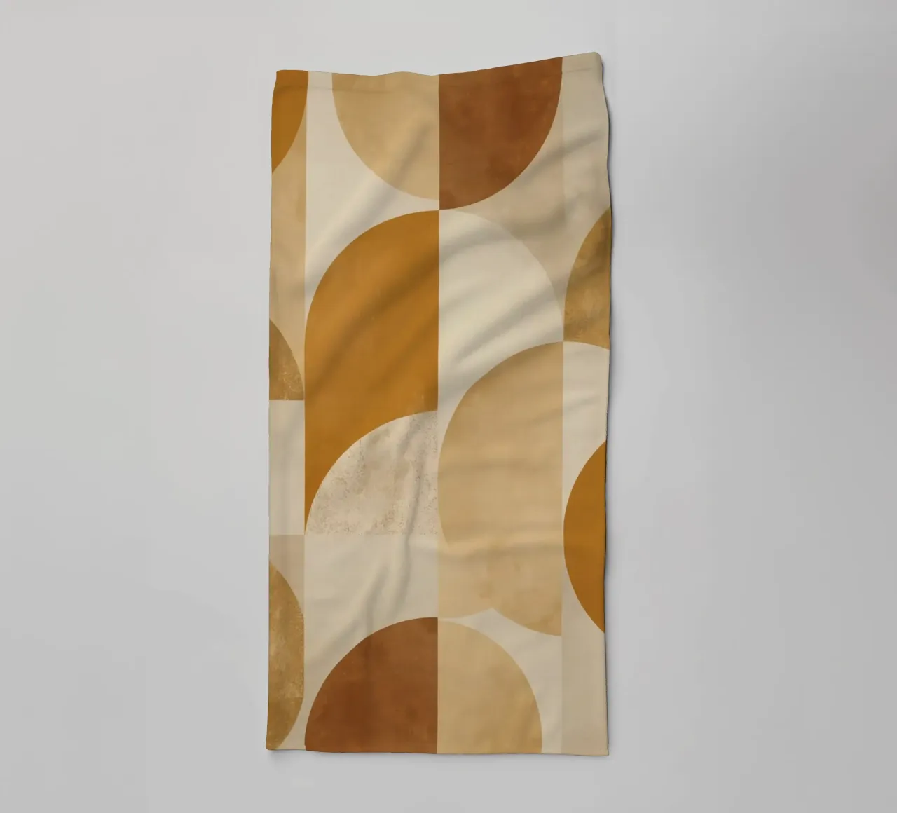 Abstract Geometric Pattern with Circles and Squares in Earth towel by DesignDoodle