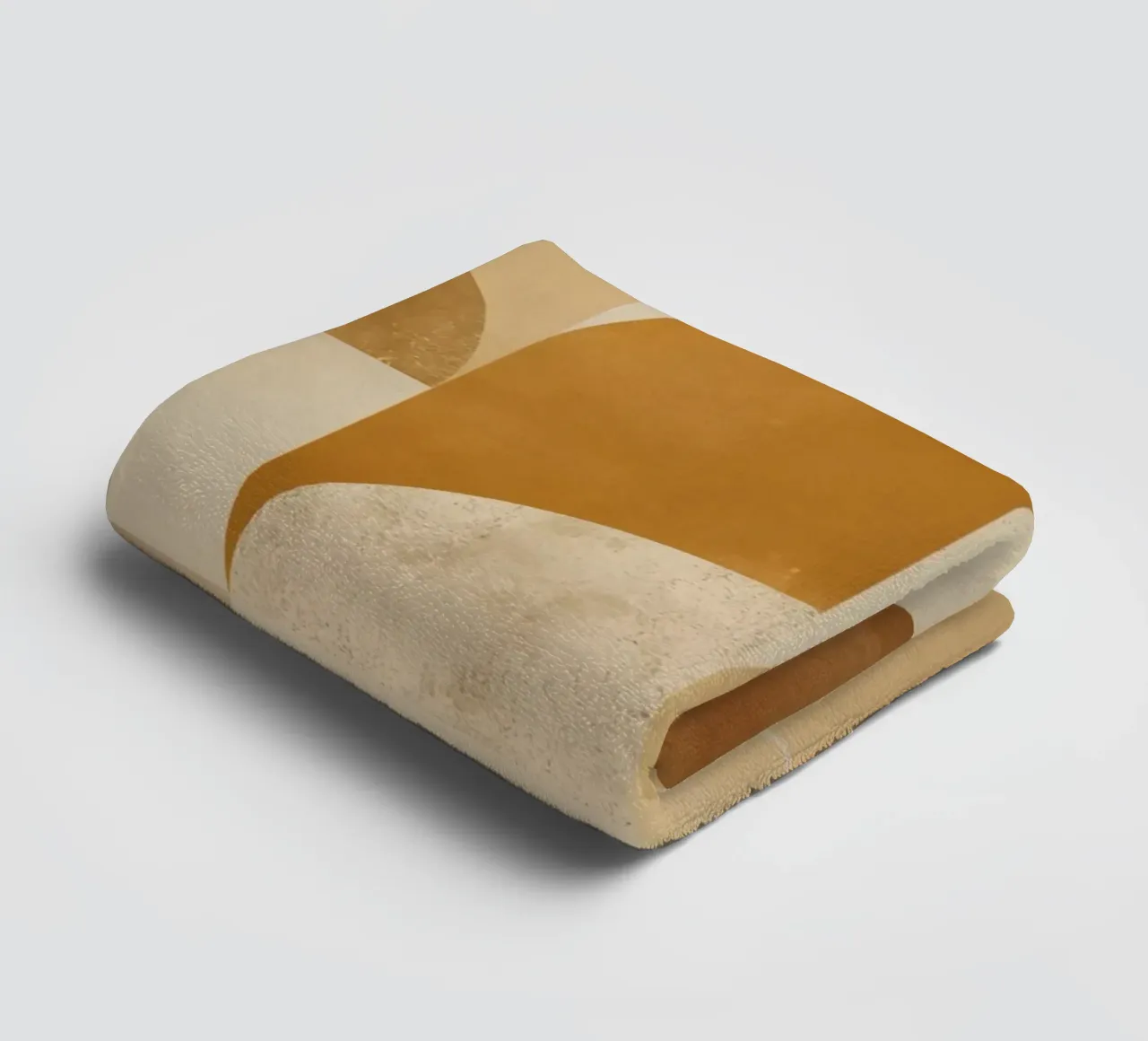 Motif géométrique abstrait avec des cercles et des carrés dans la terre serviette de bain de DesignDoodle