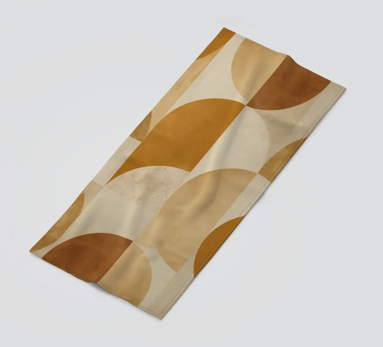 Abstract Geometric Pattern with Circles and Squares in Earth beach towel by DesignDoodle