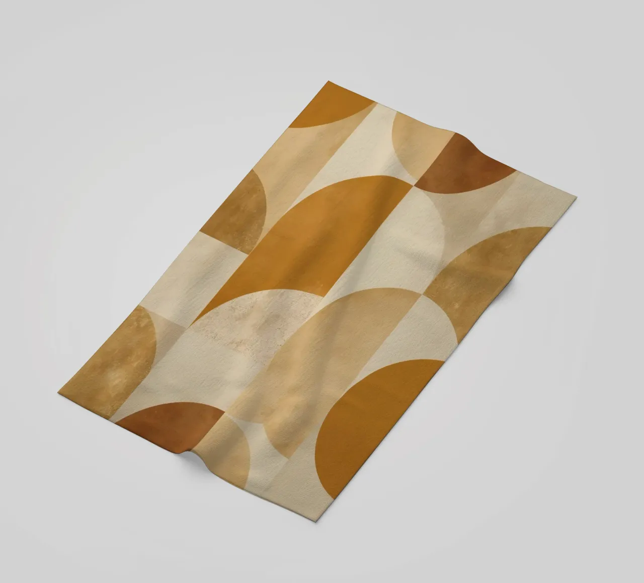 Abstract Geometric Pattern with Circles and Squares in Earth beach towel by DesignDoodle