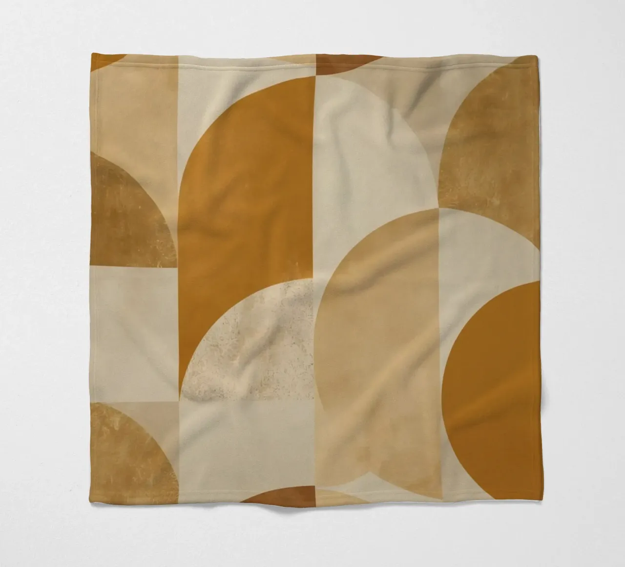 Abstract Geometric Pattern with Circles and Squares in Earth fleece blanket by DesignDoodle