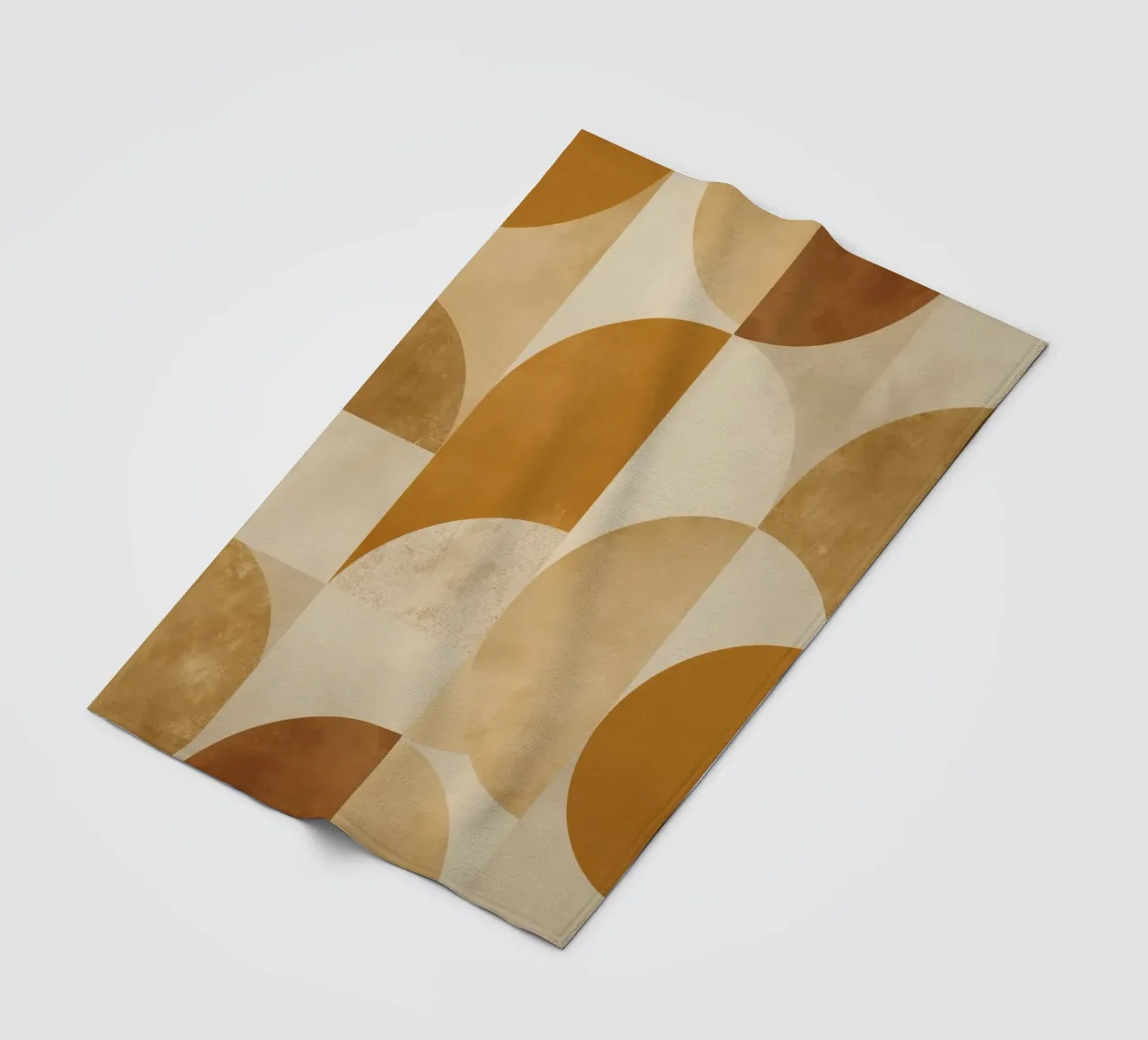 Abstract Geometric Pattern with Circles and Squares in Earth fleece blanket by DesignDoodle