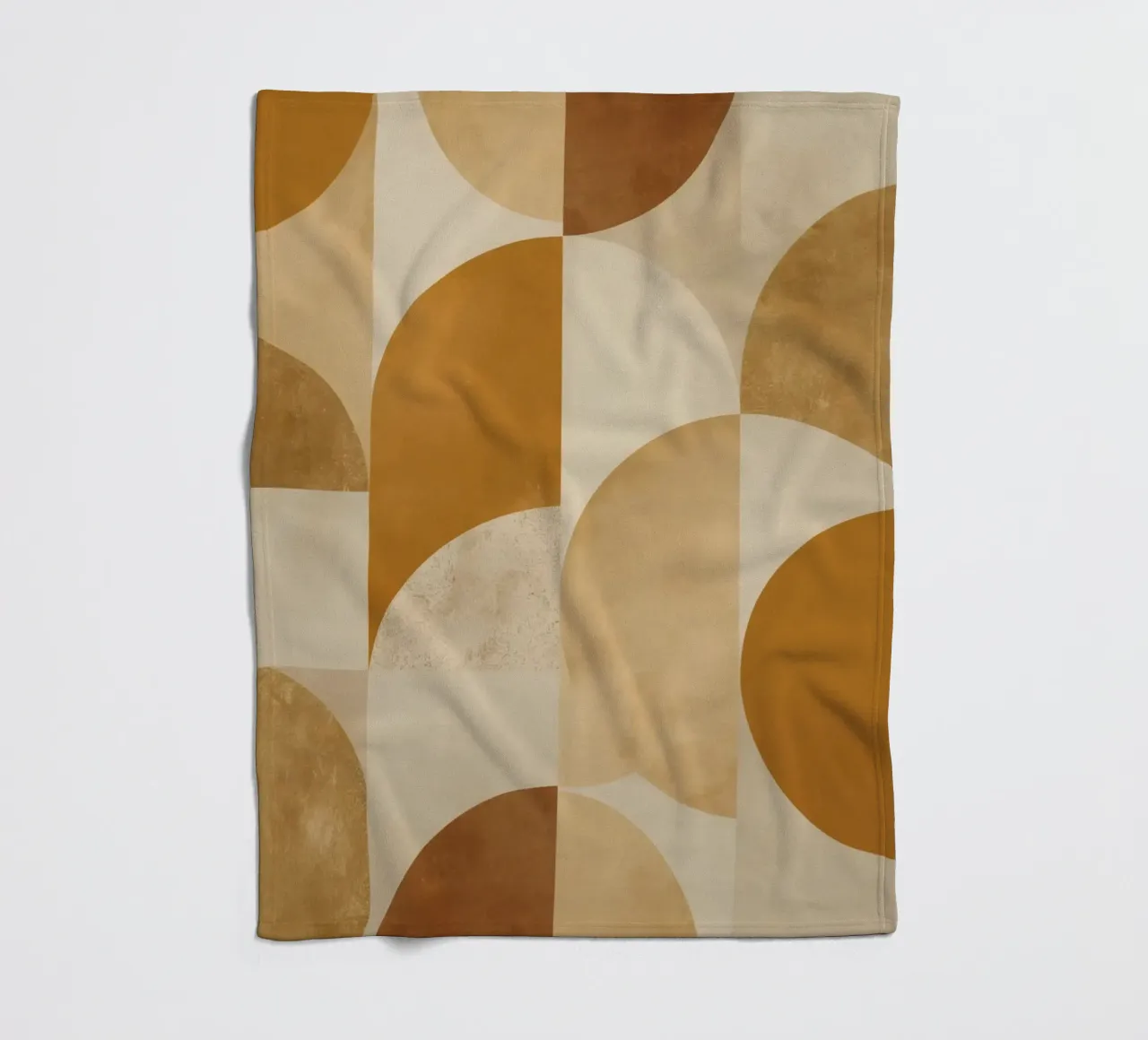 Abstract Geometric Pattern with Circles and Squares in Earth fleece blanket by DesignDoodle