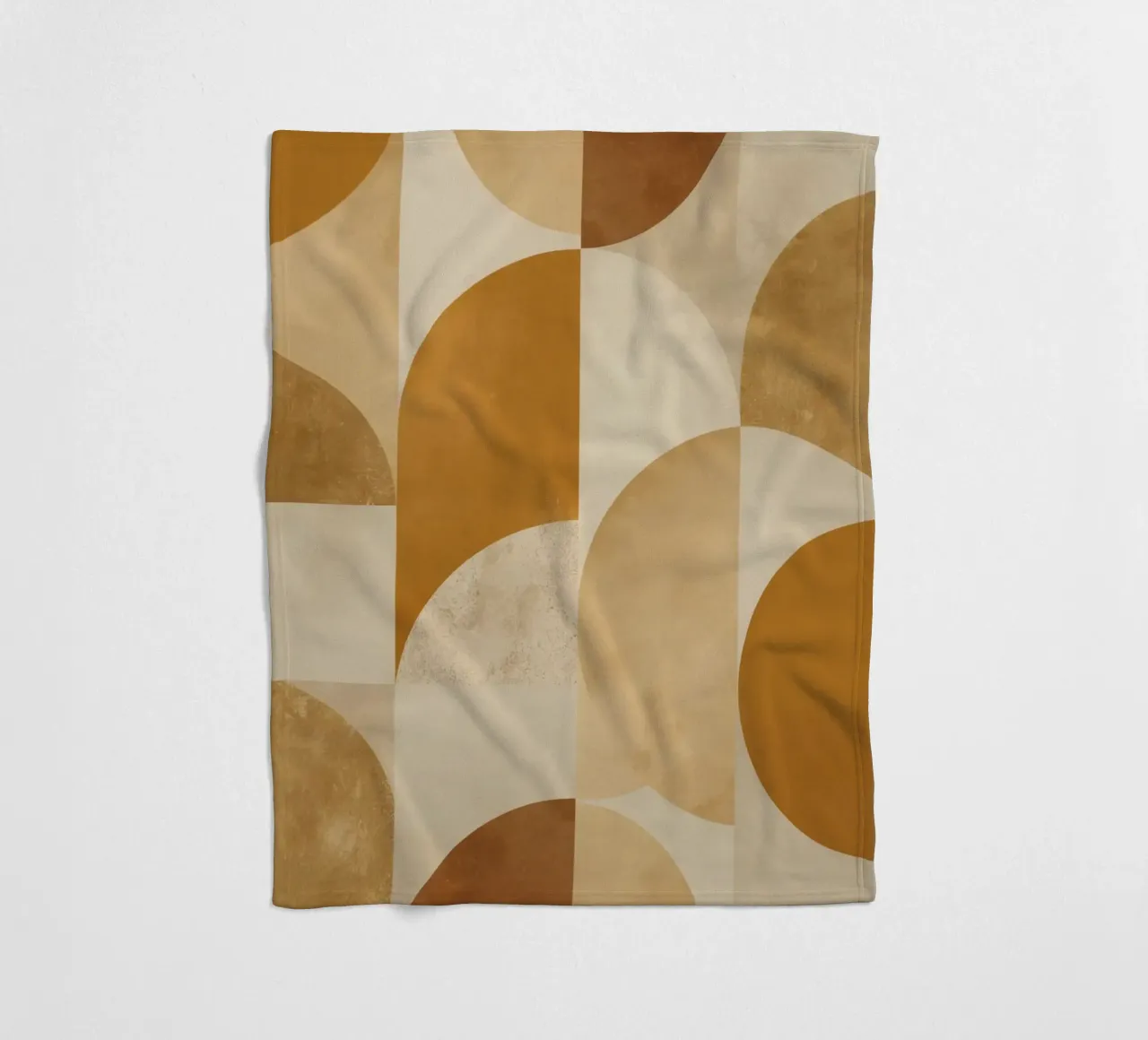 Abstract Geometric Pattern with Circles and Squares in Earth fleece blanket by DesignDoodle