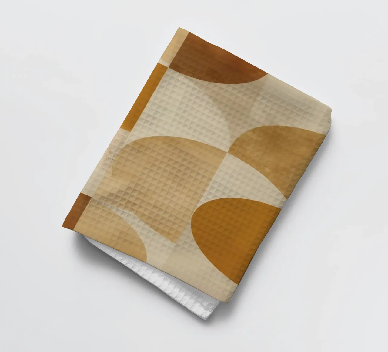 Abstract Geometric Pattern with Circles and Squares in Earth tea towel by DesignDoodle