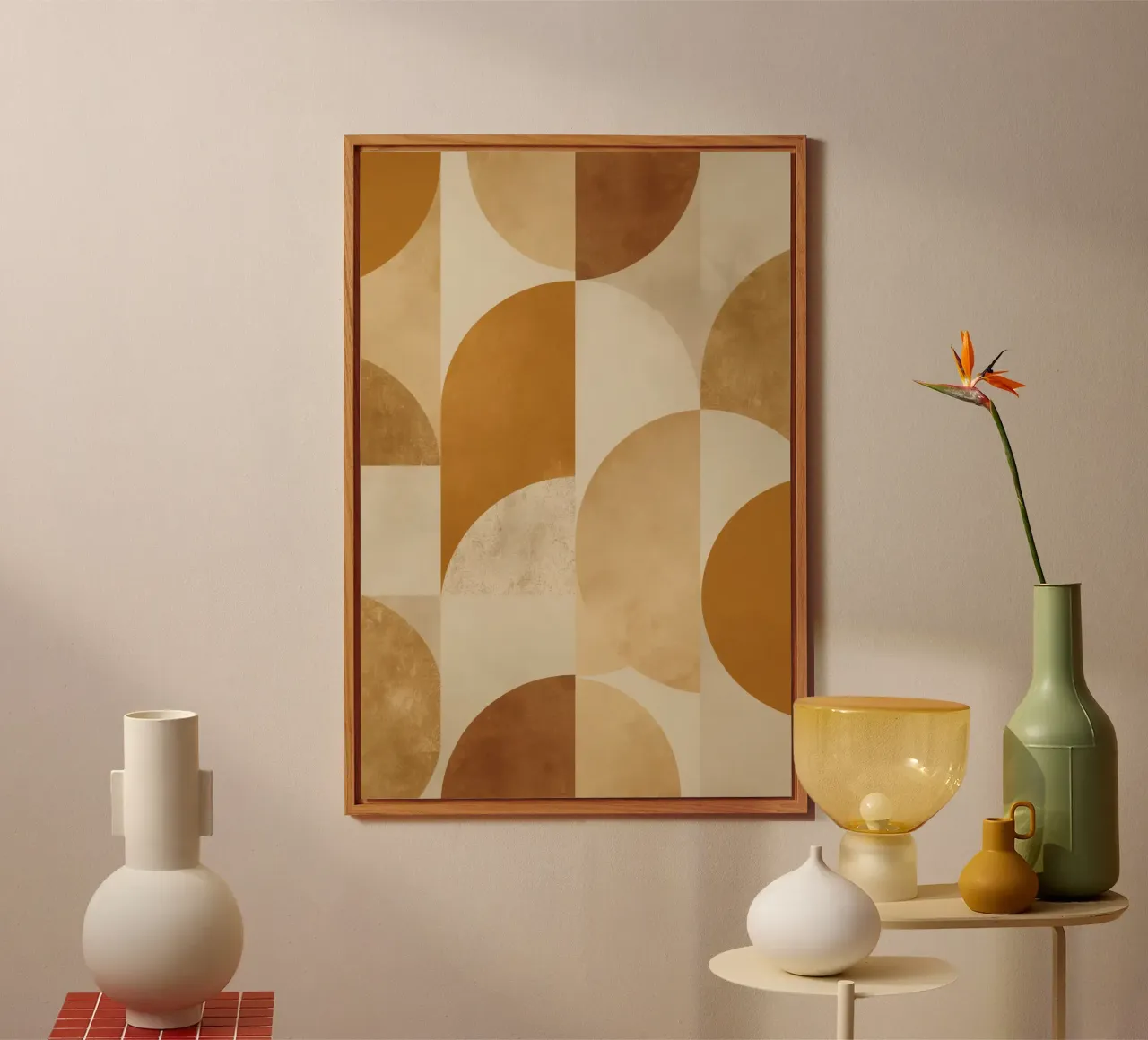 Abstract Geometric Pattern with Circles and Squares in Earth alu-dibond by DesignDoodle