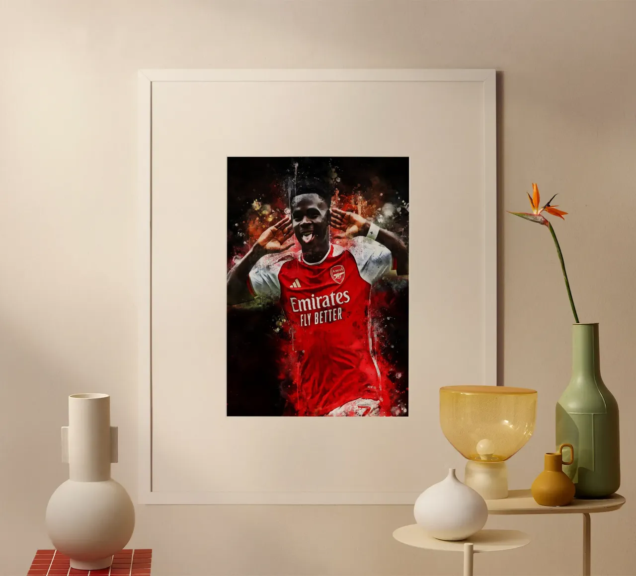 bukayo saka arsenal poster con telaio in alluminio da MasterInkArt