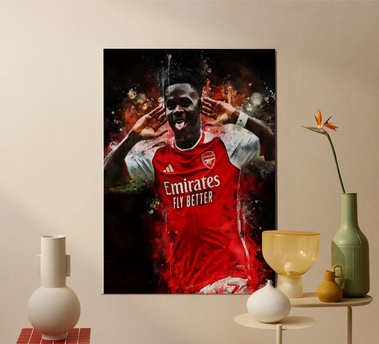 bukayo saka arsenal poster con telaio in alluminio da MasterInkArt