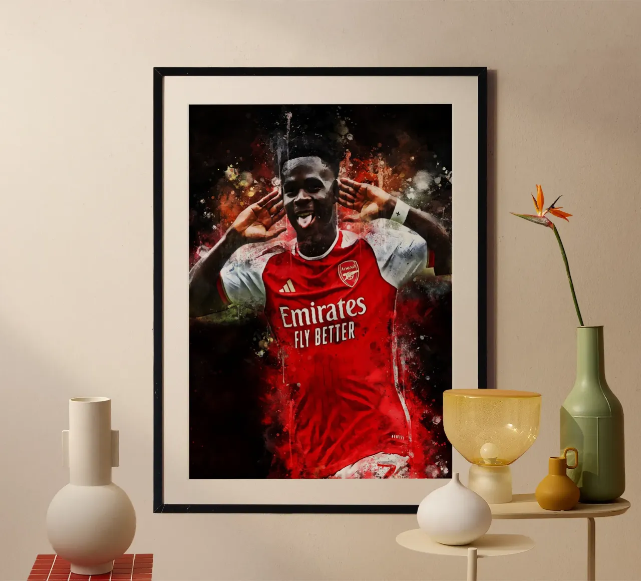 bukayo saka arsenal poster con telaio in alluminio da MasterInkArt
