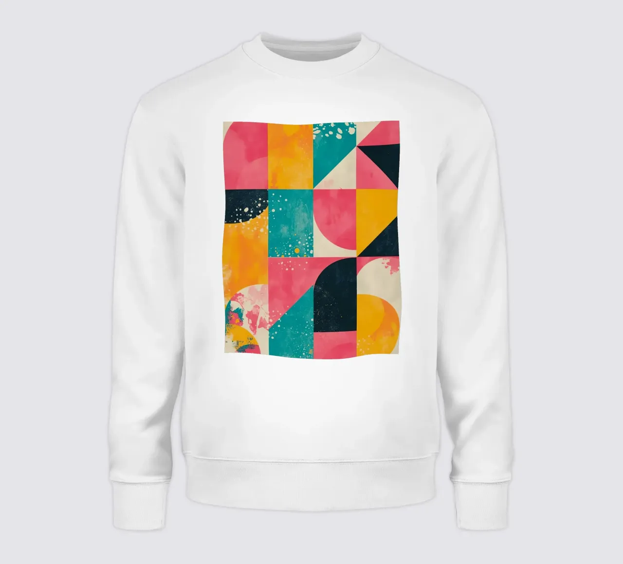 Abstraktes geometrisches Muster mit Quadraten, Dreiecken und Kreisen Sweatshirt von DesignDoodle