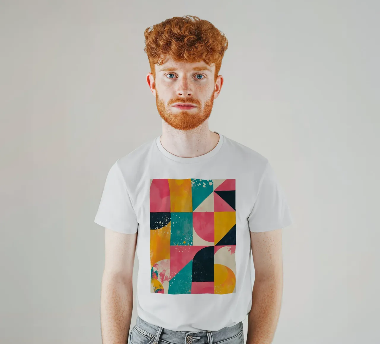 Motivo geometrico astratto con quadrati, triangoli e cerchi t-shirt da DesignDoodle