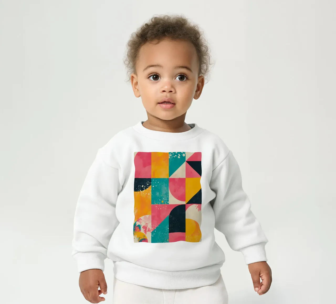 Abstract Geometric Pattern with Squares Triangles and Circle baby sweatshirt by DesignDoodle