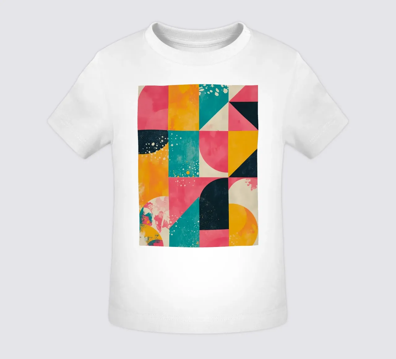 Abstract Geometric Pattern with Squares Triangles and Circle baby t-shirt by DesignDoodle