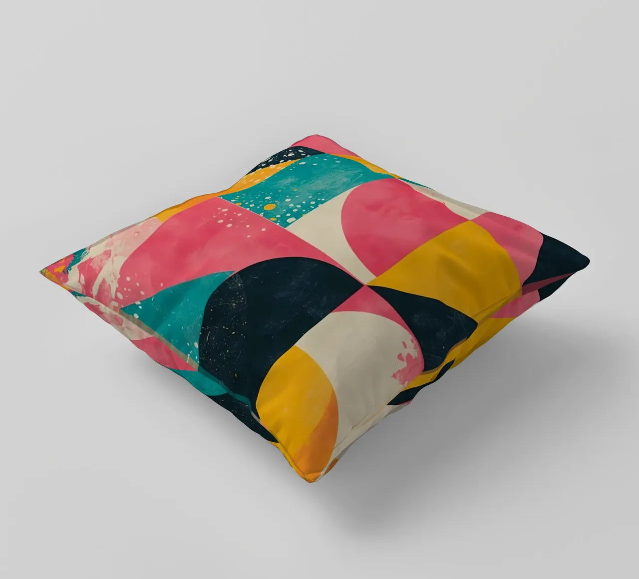 Abstract Geometric Pattern with Squares Triangles and Circle decorative cushion by DesignDoodle