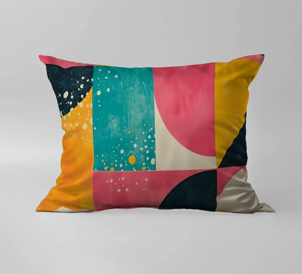 Abstract Geometric Pattern with Squares Triangles and Circle decorative cushion by DesignDoodle