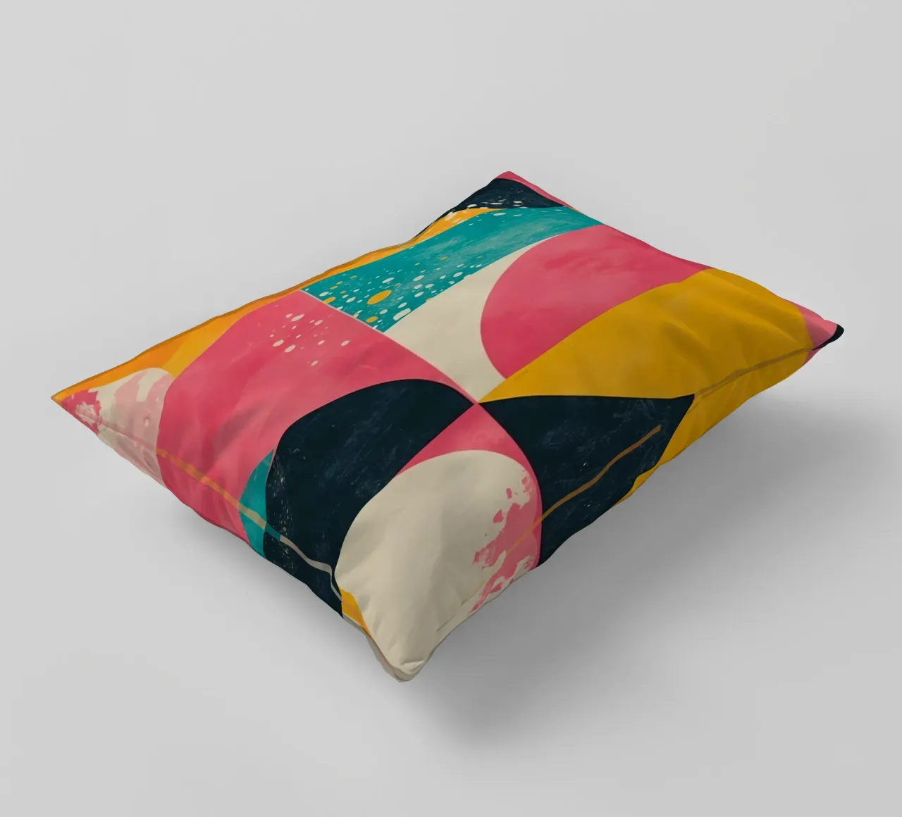 Abstract Geometric Pattern with Squares Triangles and Circle decorative cushion by DesignDoodle