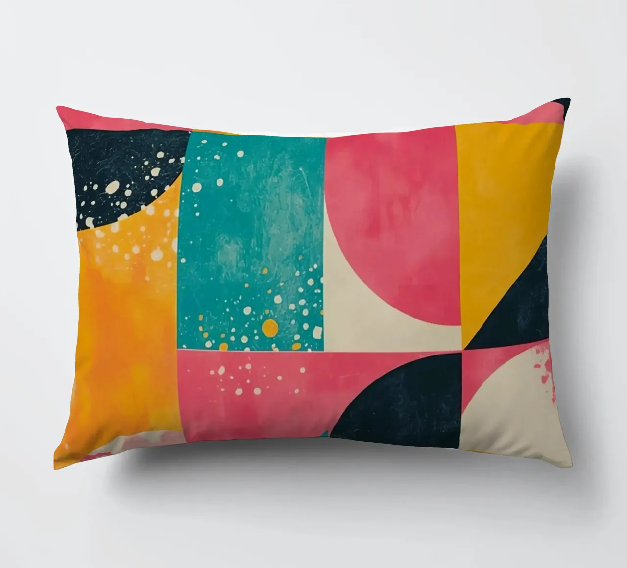 Abstract Geometric Pattern with Squares Triangles and Circle decorative cushion by DesignDoodle