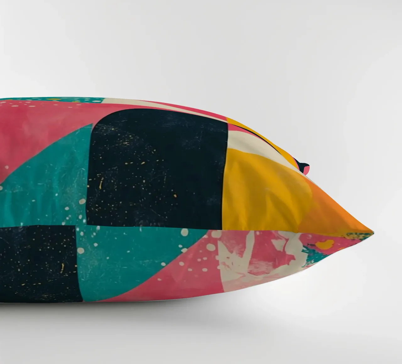 Abstract Geometric Pattern with Squares Triangles and Circle decorative cushion by DesignDoodle