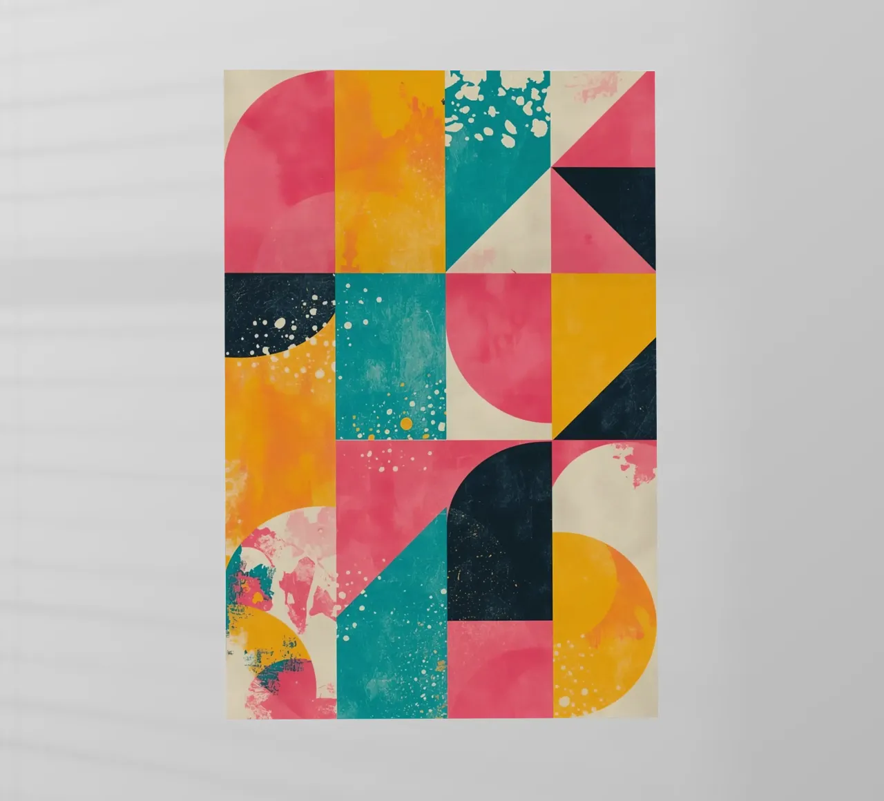 Abstract Geometric Pattern with Squares Triangles and Circle backlit film by DesignDoodle