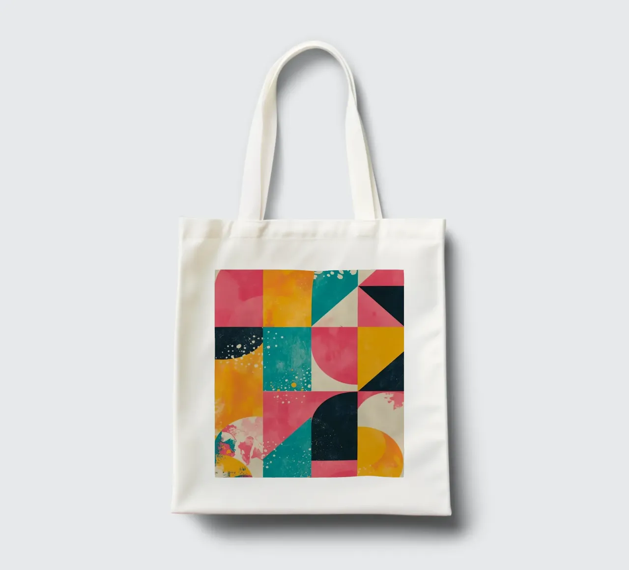 Abstract Geometric Pattern with Squares Triangles and Circle tote bag by DesignDoodle
