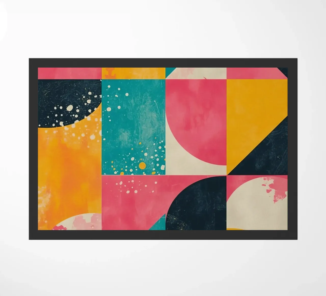 Abstract Geometric Pattern with Squares Triangles and Circle doormat by DesignDoodle
