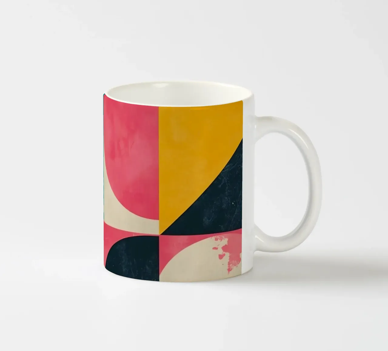 Abstract Geometric Pattern with Squares Triangles and Circle ceramic mug by DesignDoodle