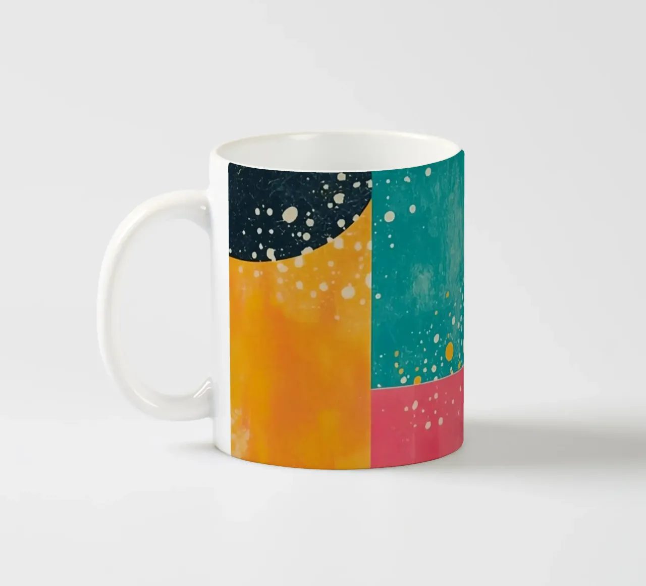 Abstract Geometric Pattern with Squares Triangles and Circle ceramic mug by DesignDoodle