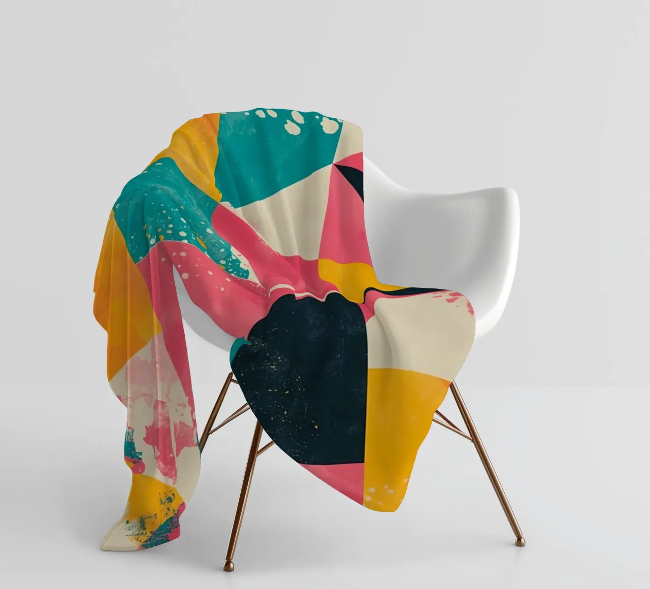 Abstract Geometric Pattern with Squares Triangles and Circle fleece blanket by DesignDoodle