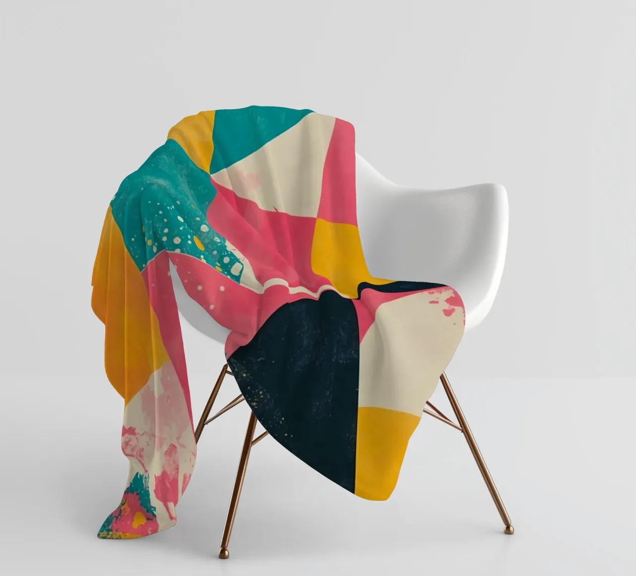 Abstract Geometric Pattern with Squares Triangles and Circle fleece blanket by DesignDoodle