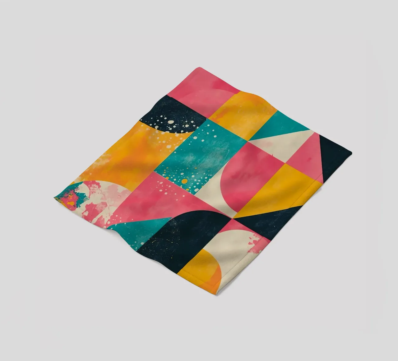 Abstract Geometric Pattern with Squares Triangles and Circle fleece blanket by DesignDoodle