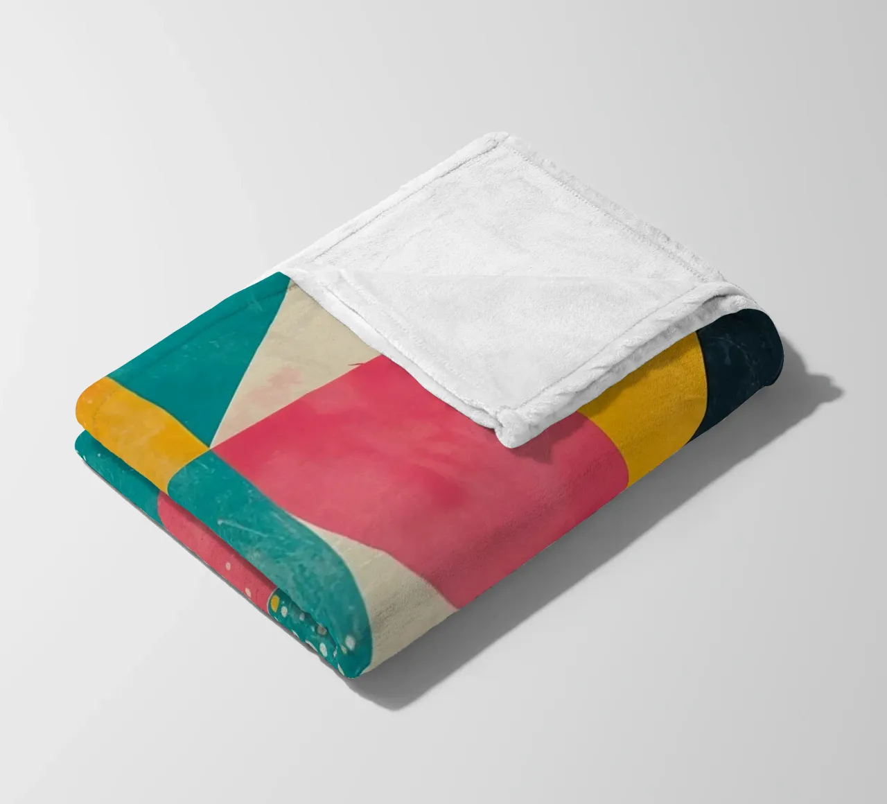 Abstraktes geometrisches Muster mit Quadraten, Dreiecken und Kreisen Fleecedecke von DesignDoodle