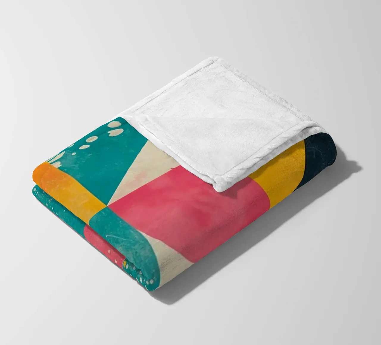 Abstraktes geometrisches Muster mit Quadraten, Dreiecken und Kreisen Fleecedecke von DesignDoodle