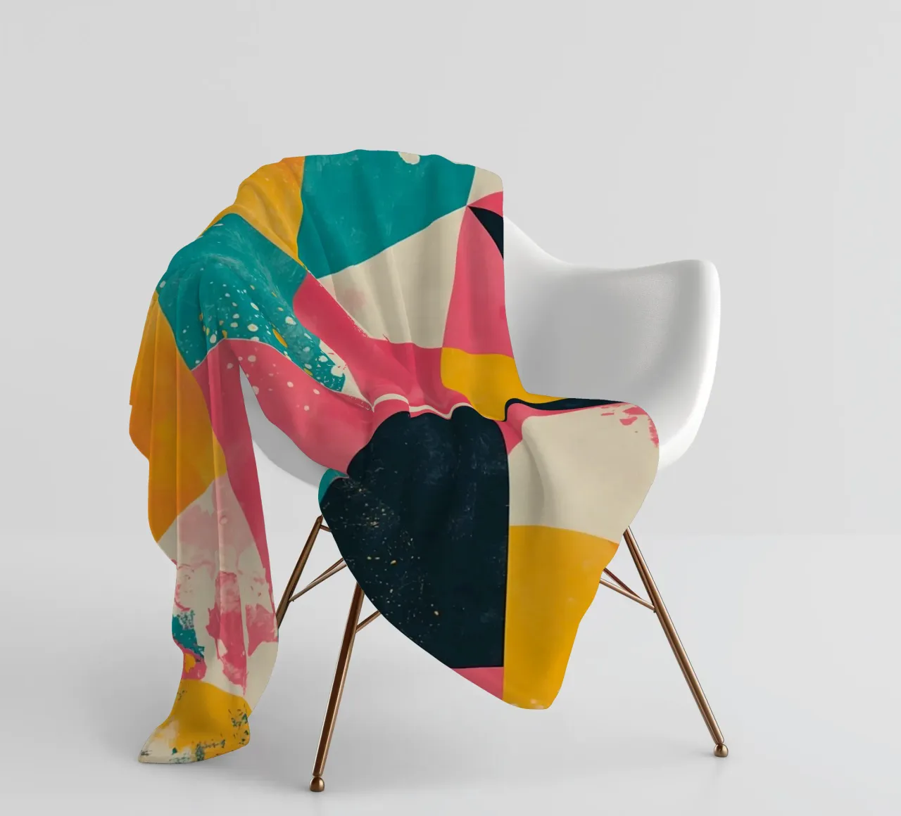 Abstract Geometric Pattern with Squares Triangles and Circle fleece blanket by DesignDoodle