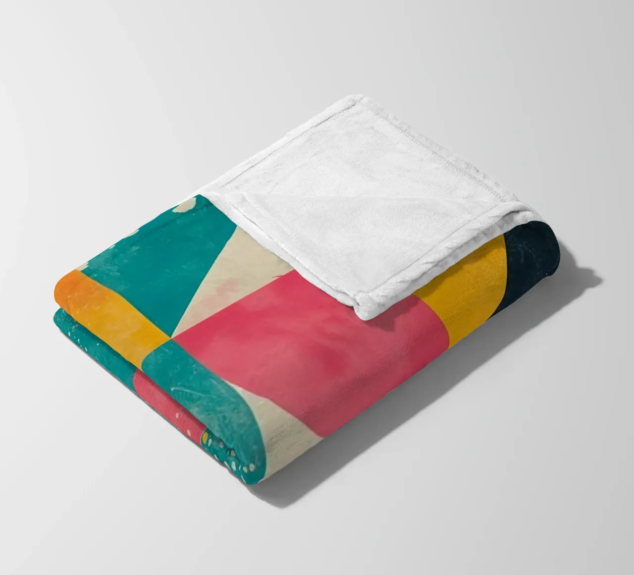 Abstraktes geometrisches Muster mit Quadraten, Dreiecken und Kreisen Fleecedecke von DesignDoodle