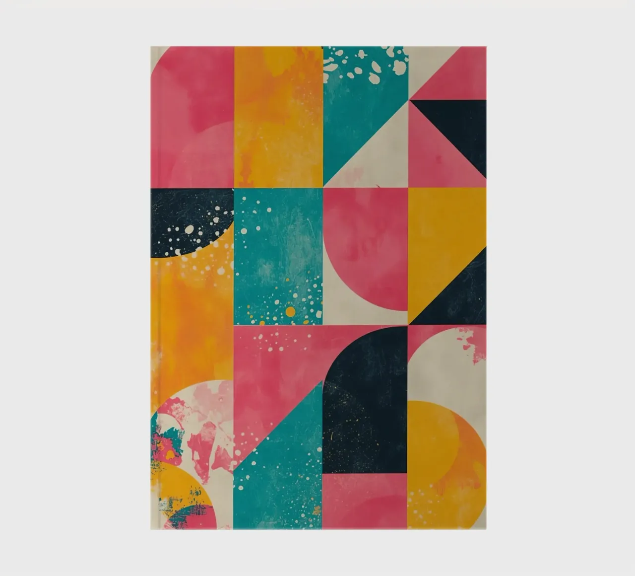 Abstract Geometric Pattern with Squares Triangles and Circle notebook by DesignDoodle