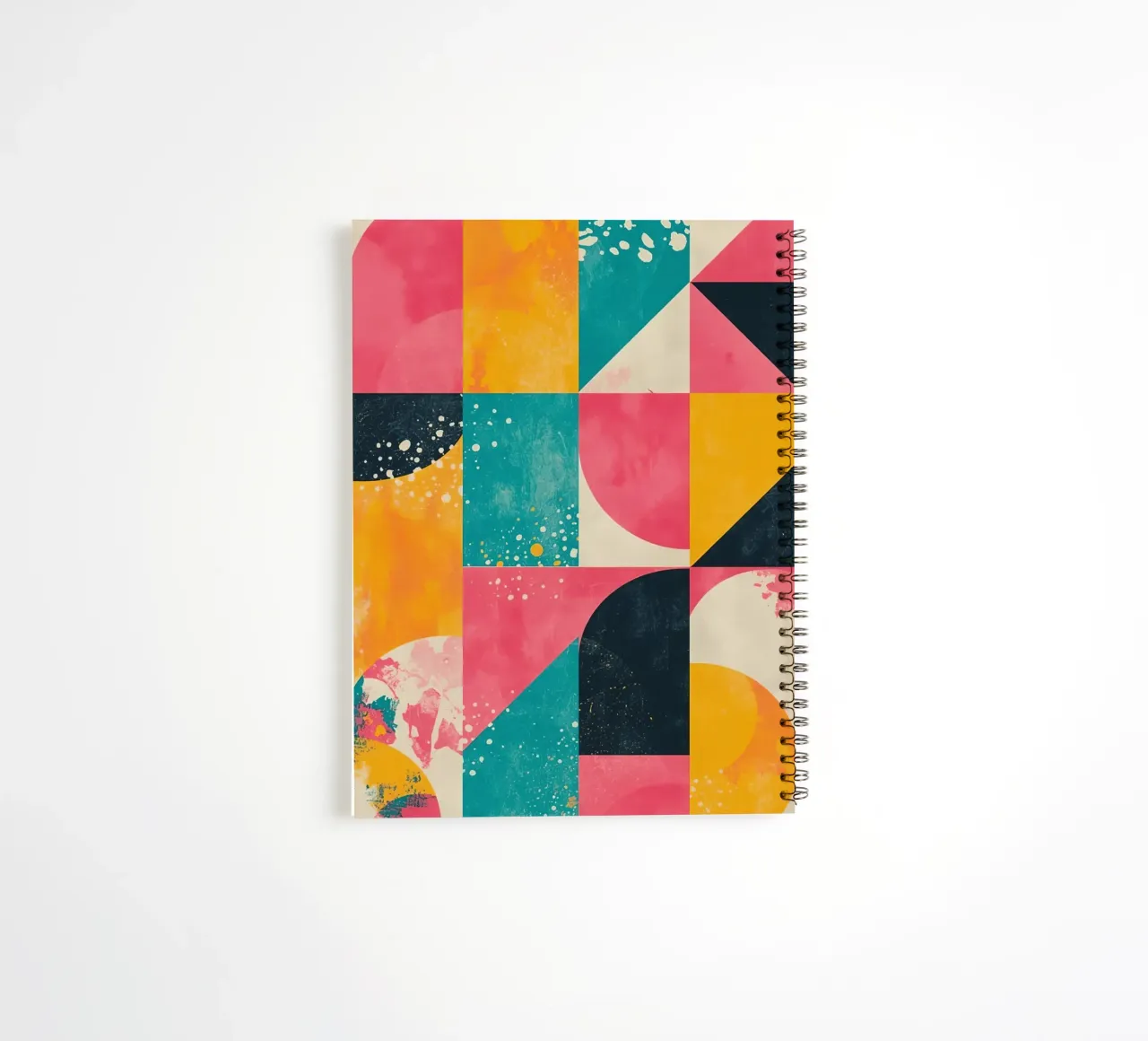 Abstract Geometric Pattern with Squares Triangles and Circle spiral notebook by DesignDoodle