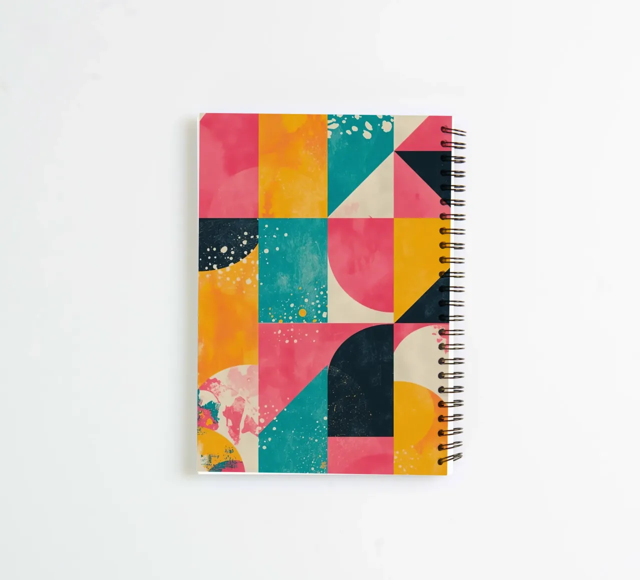 Abstract Geometric Pattern with Squares Triangles and Circle spiral notebook by DesignDoodle
