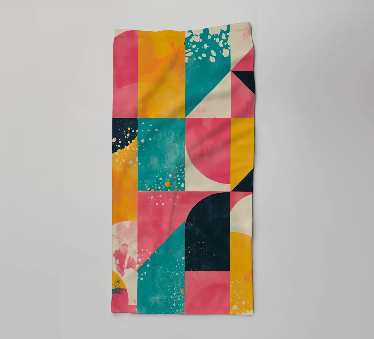Abstract Geometric Pattern with Squares Triangles and Circle towel by DesignDoodle