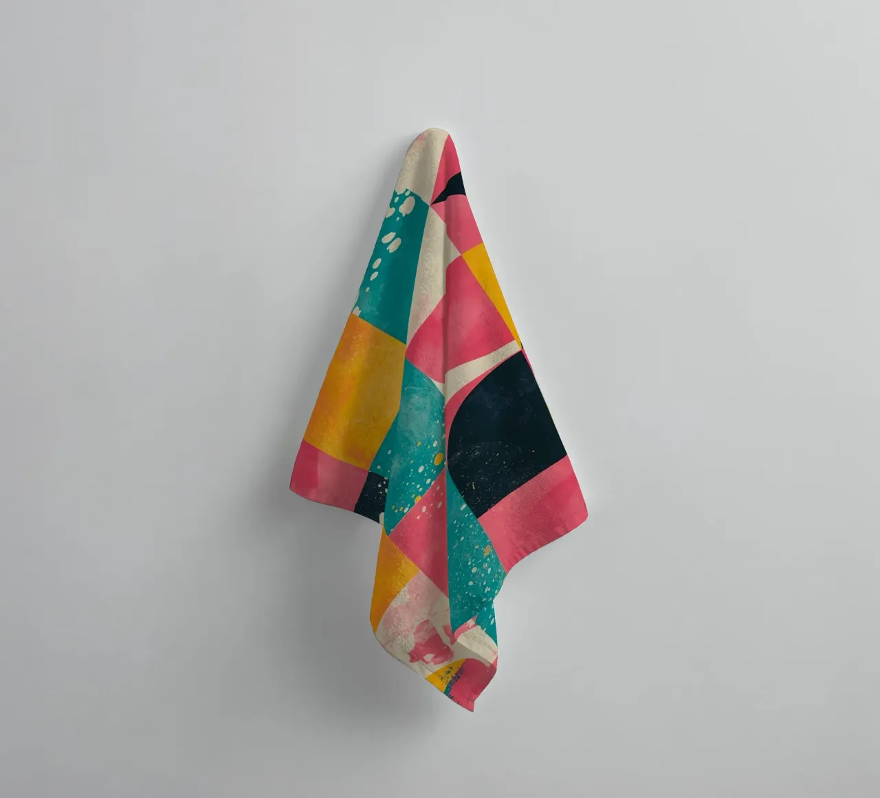 Abstract Geometric Pattern with Squares Triangles and Circle towel by DesignDoodle