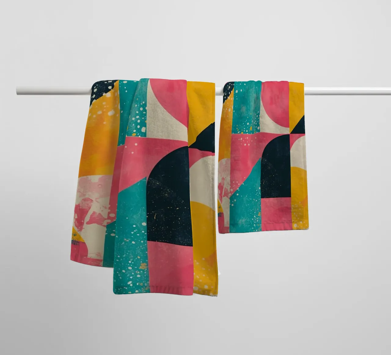 Abstraktes geometrisches Muster mit Quadraten, Dreiecken und Kreisen Handtuch von DesignDoodle