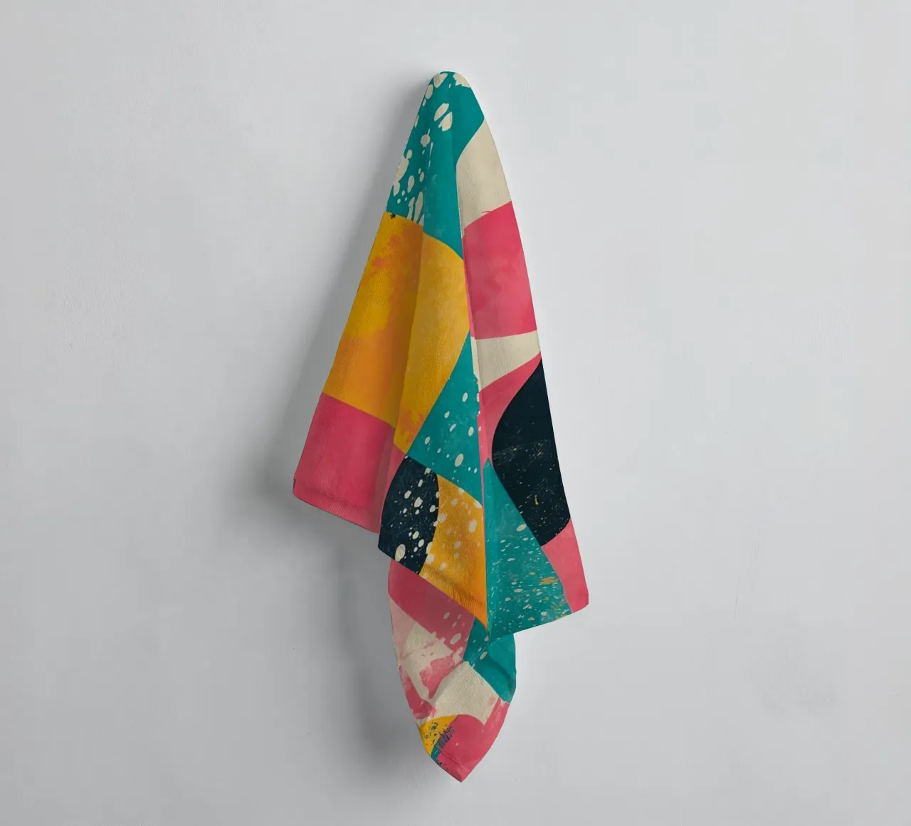Abstract Geometric Pattern with Squares Triangles and Circle towel by DesignDoodle