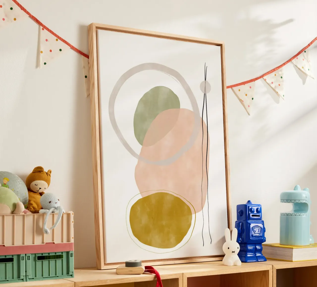 Playing Shapes No 3 tela con Cornice a cassetta da treechild