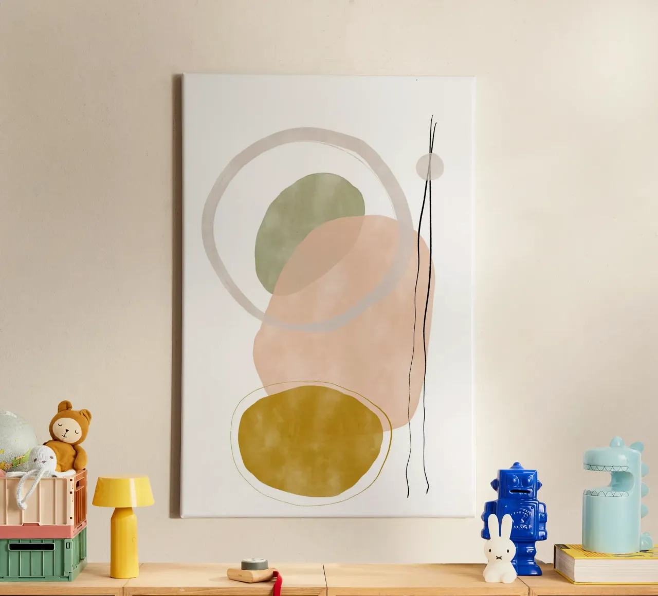 Playing Shapes No 3 tela con Cornice a cassetta da treechild