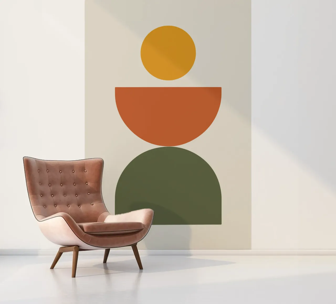 Boho Float Geometric Forms with Soft Shadows Fototapete von LisaArtes