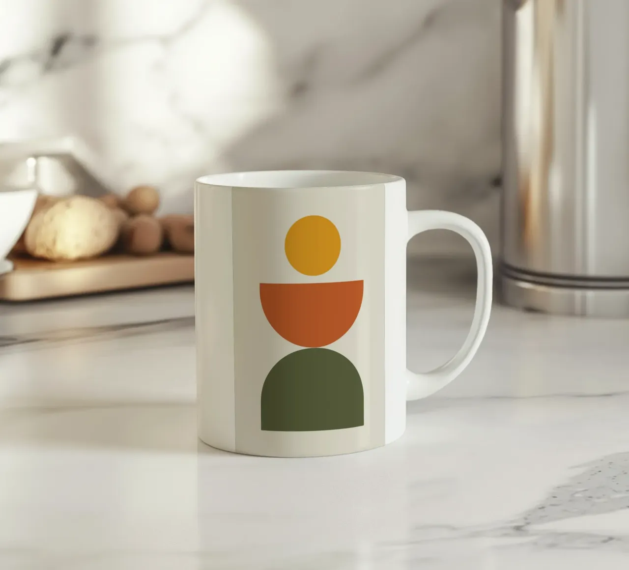 Boho Float Geometric Forms with Soft Shadows Keramik Tasse von LisaArtes