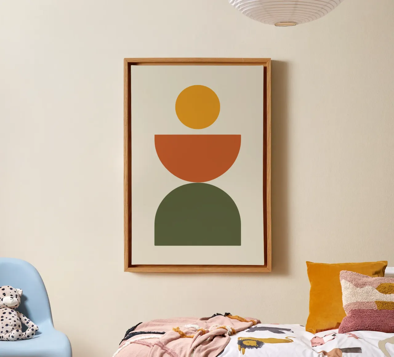 Boho Float Geometric Forms with Soft Shadows Leinwand mit Schattenfugenrahmen von LisaArtes